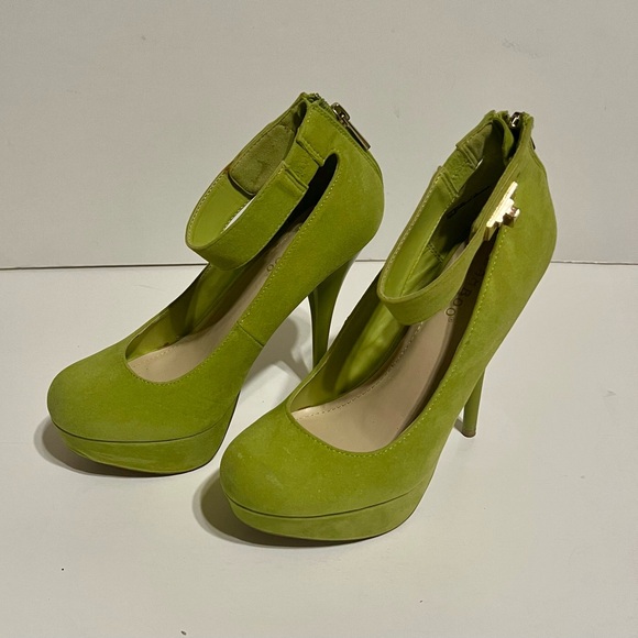 Bamboo Womens Ankle Strap High Stiletto Heel Platform Pumps Sz:7 1/2 green - Picture 3 of 5